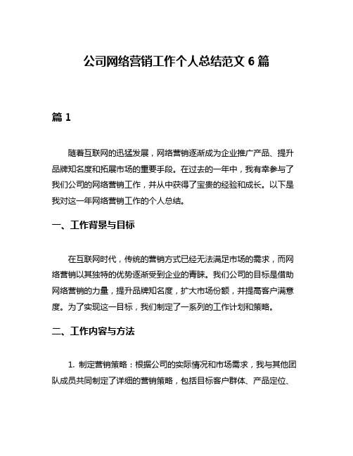 公司网络营销工作个人总结范文6篇