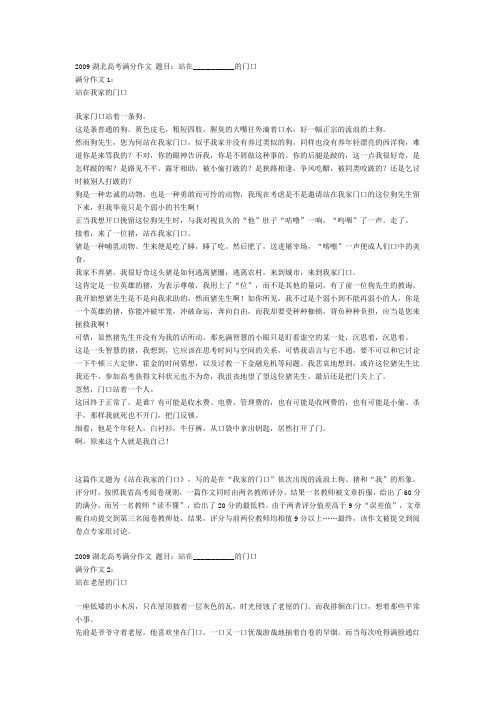 2009湖北高考满分作文 题目