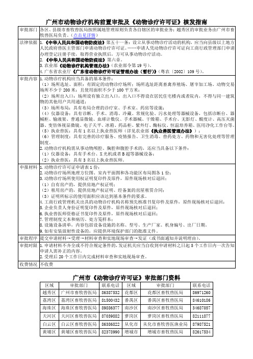广州市动物诊疗机构前置审批及动物诊疗许可证核发指南