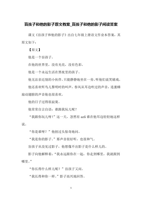 盲孩子和他的影子原文教案_盲孩子和他的影子阅读答案