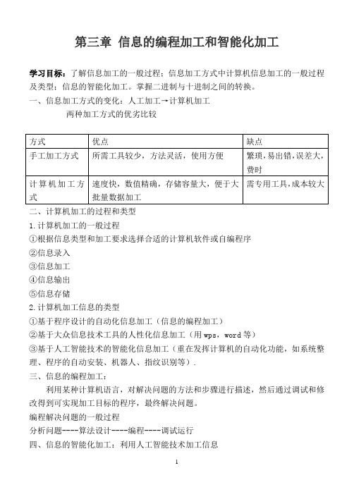 第三章信息的编程加工和智能化加工