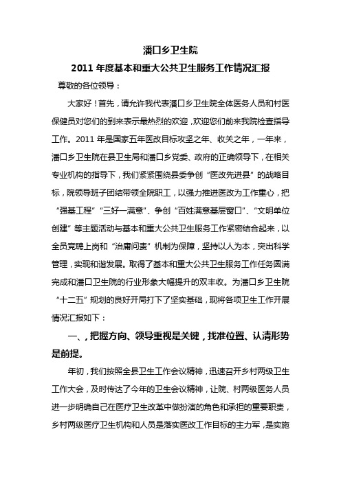潘口乡卫生院公共卫生汇报材料
