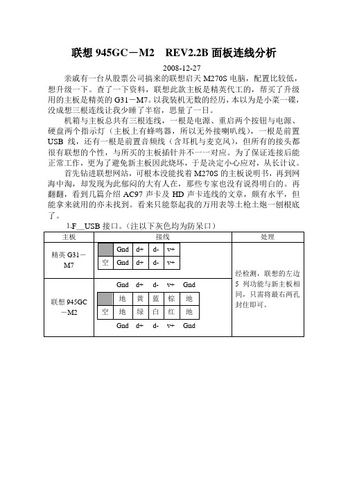 联想945GC-M2 REV2.2B面板连线分析