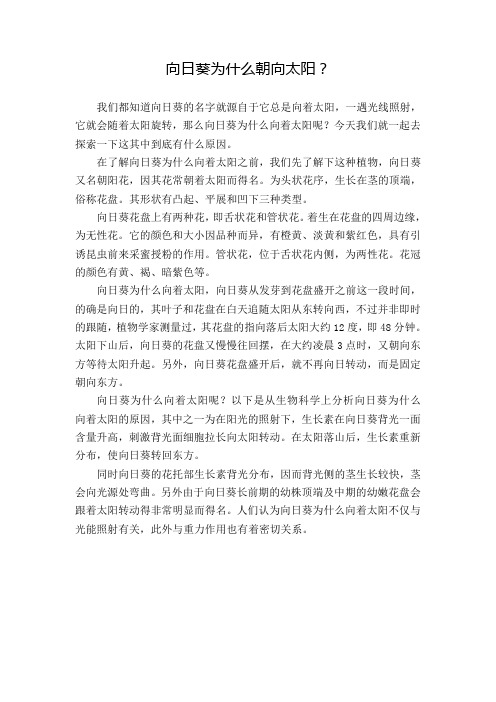 向日葵为什么朝向太阳