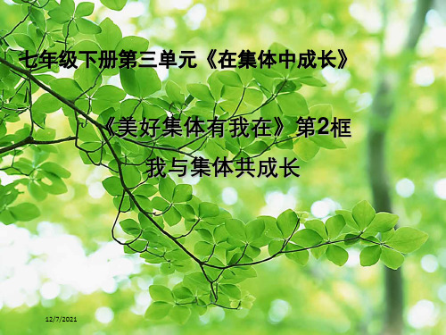 七年级道德与法治 第三单元 在集体中成长 第八课 美好集体有我在 第二框《我与集体共成长》教学