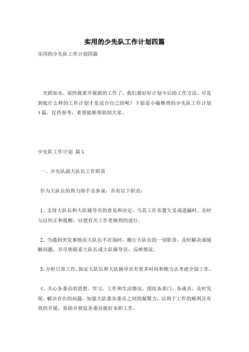 实用的少先队工作计划四篇