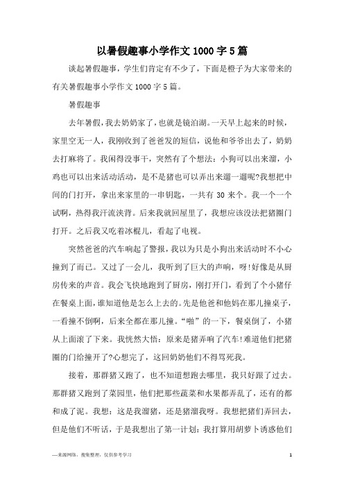 以暑假趣事小学作文1000字5篇