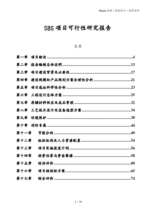 SBS项目可行性研究报告
