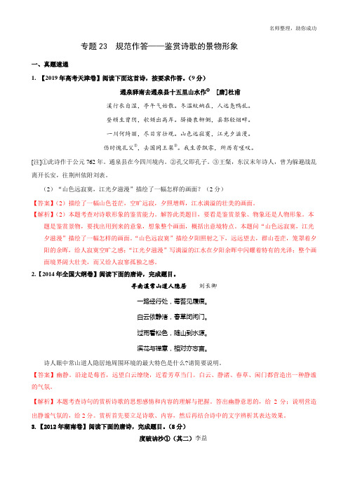 专题23 鉴赏诗歌的景物形象(解析版)