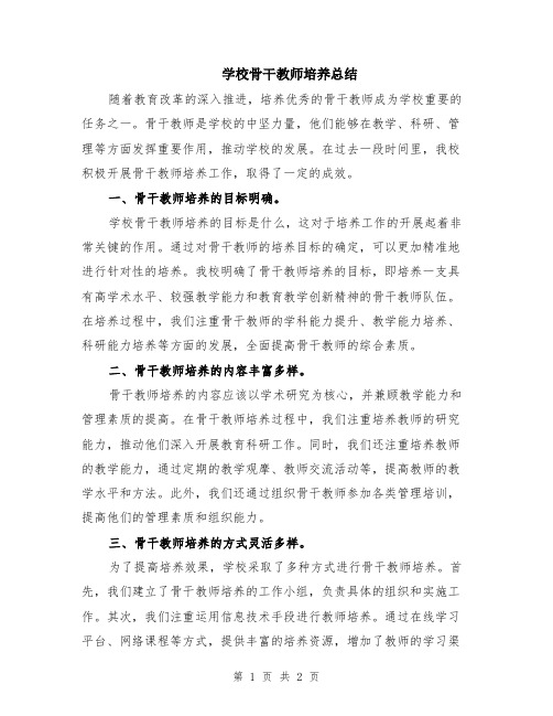 学校骨干教师培养总结