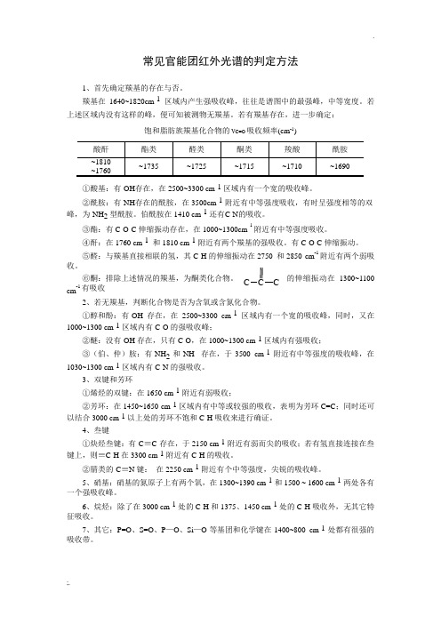 常见官能团红外光谱的判定方法