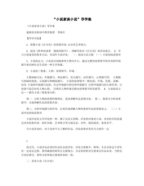 “小说家谈小说”导学案