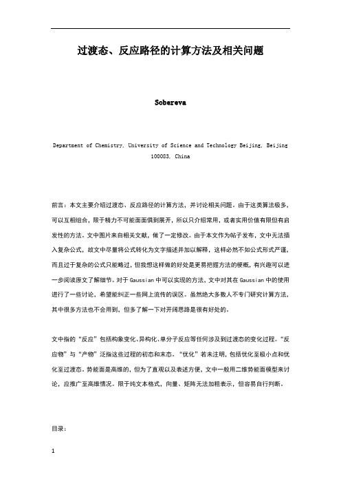 过渡态、反应路径的计算方法及相关问题
