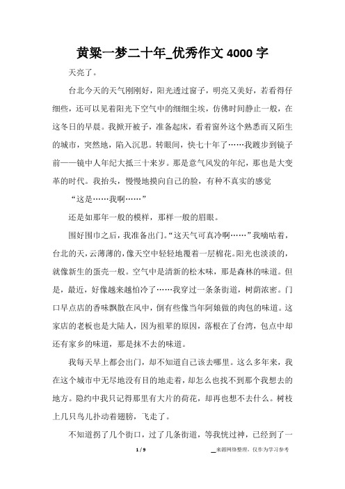 黄粱一梦二十年_优秀作文4000字
