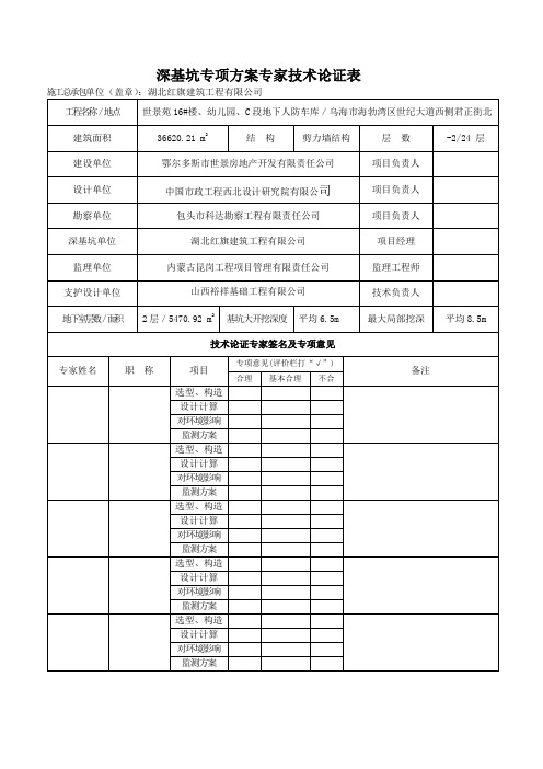 深基坑专项方案专家技术论证表
