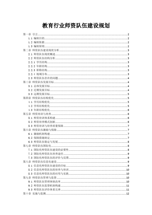 教育行业师资队伍建设规划