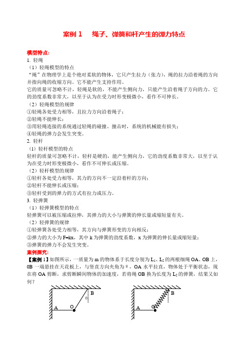绳子、弹簧和杆产生的弹力特点