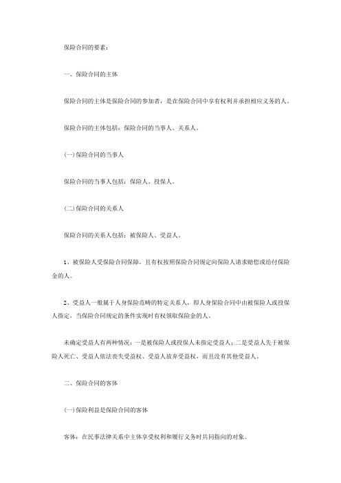 保险合同的要素
