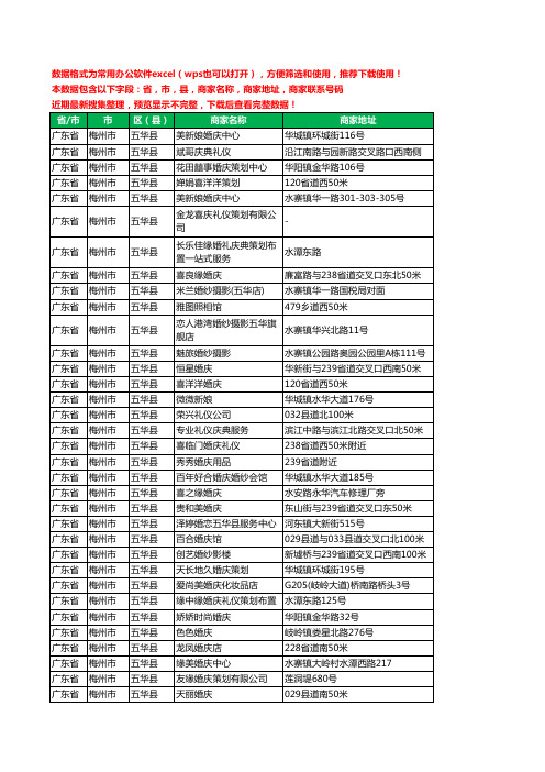 2020新版广东省梅州市五华县婚庆公司工商企业公司商家名录名单联系电话号码地址大全46家