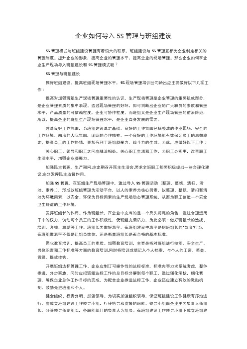 企业如何导入5S管理与班组建设