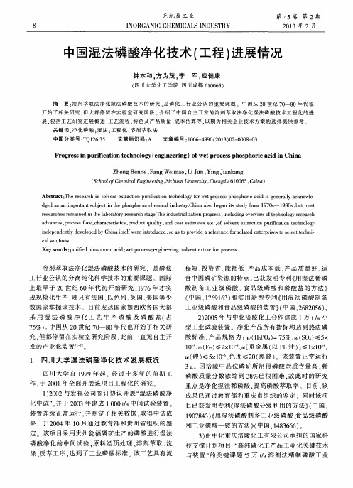 中国湿法磷酸净化技术(工程)进展情况