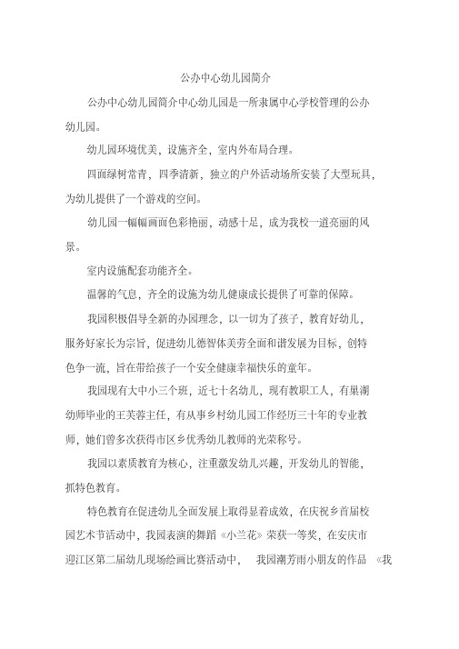 公办中心幼儿园简介