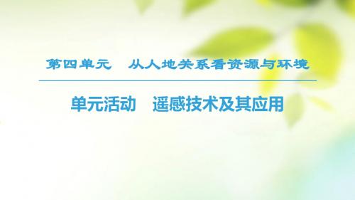 2018秋高中地理第4单元从人地关系看资源与环境单元活动遥感技术及其应用同步课件鲁教版必修1