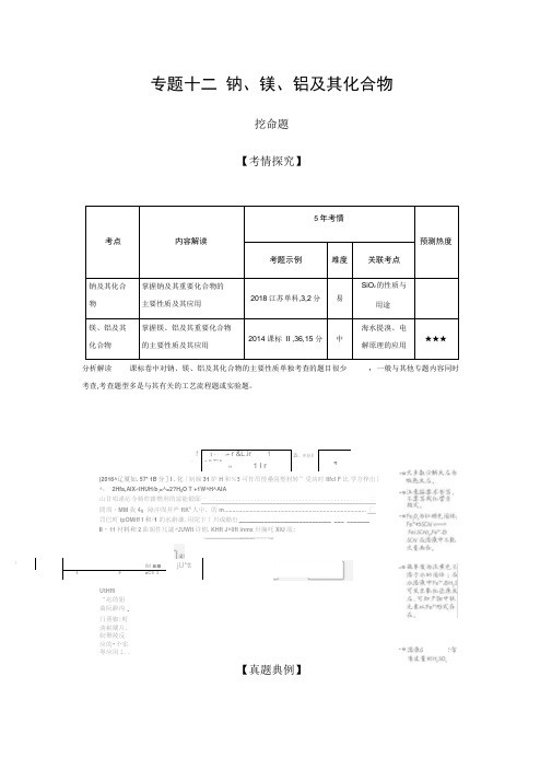 2020年新课标版高考化学一轮复习：12_专题十二钠、镁、铝及其化合物