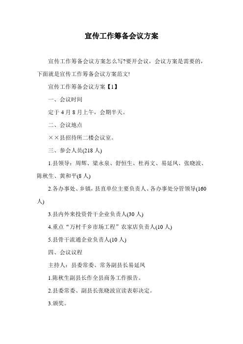 宣传工作筹备会议方案