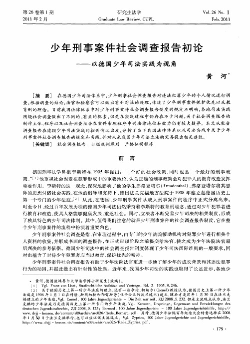 少年刑事案件社会调查报告初论——以德国少年司法实践为视角