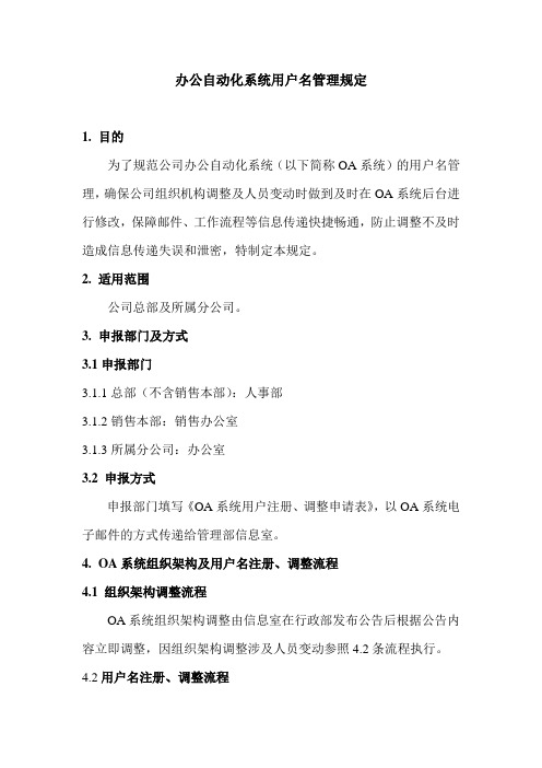 总部办公自动化系统用户名调整规定2011.10