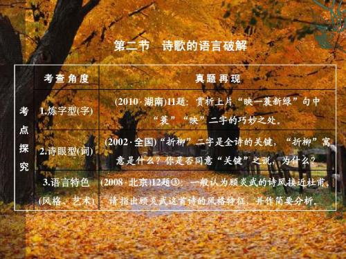 2011语文考点复习课件 古代诗歌阅读 诗歌的语言破解