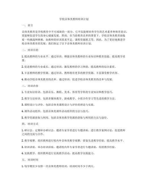 学校音体美教师培训计划