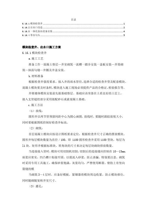 模块检查井、出水口施工方案