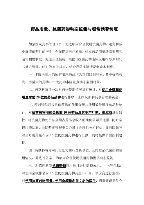 药品用量、抗菌药物动态监测、超常预警制度.xls