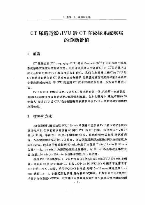CT尿路造影：IVU后CT在泌尿系统疾病的诊断价值