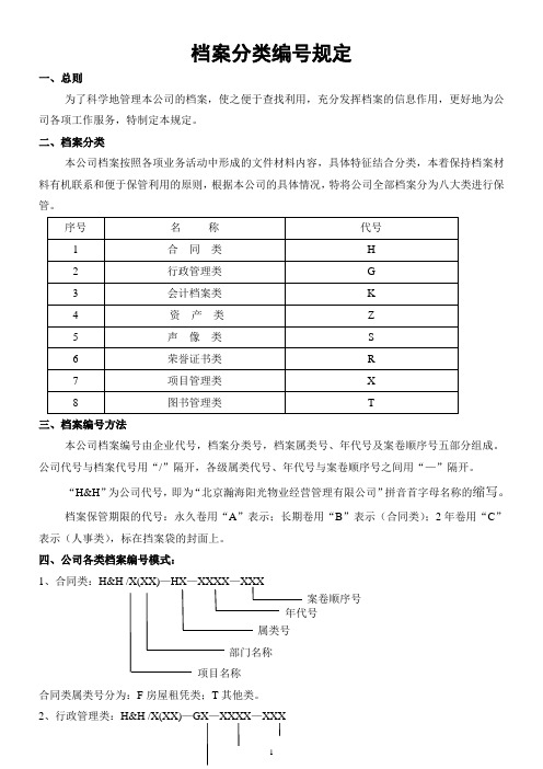 档案分类编号规定