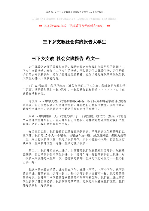 2018-2019-三下乡支教社会实践报告大学生-word范文模板 (9页)