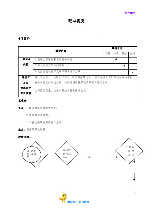 3.1眼和视觉【华师大版 8年级科学精品】
