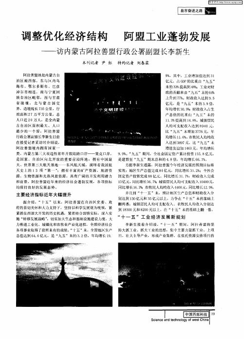 调整优化经济结构 阿盟工业蓬勃发展——访内蒙古阿拉善盟行政公署副盟长李新生