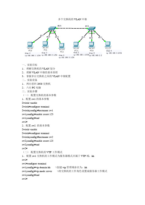 多个交换机的VLAN中继
