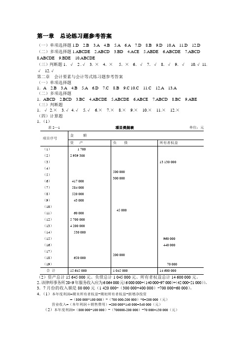 (财务会计)基础会计习题与案例答案东北财经第二版(整理)