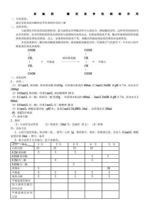 实验四-酶的竞争性抑制作用