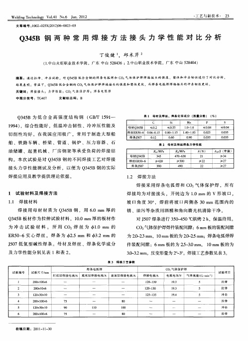 Q345B钢两种常用焊接方法接头力学性能对比分析
