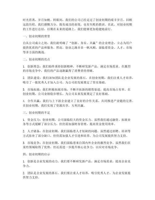 公司创业初期总结范文