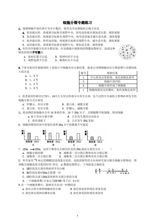细胞分裂专题练习