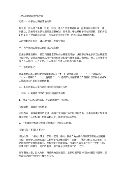 小学生志愿者详细活动方案