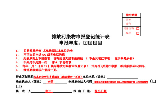排污申报登记表