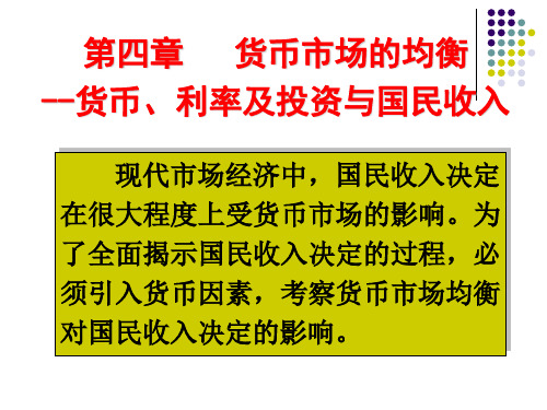 货币市场的均衡