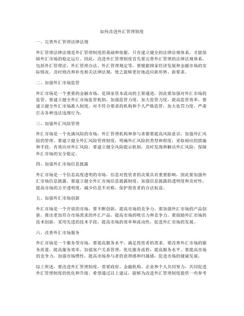 如何改进外汇管理制度